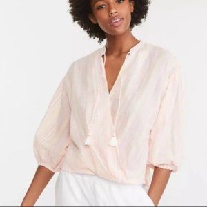 Lou & Grey for LOFT Tassel Tie 3/4 Balloon Sleeve Crossover Boho Top siz…